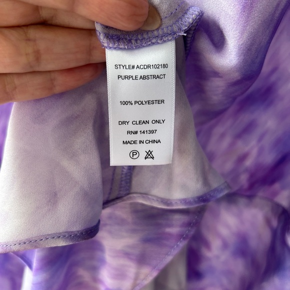 NWT ASTR Elin Cowl Neck Midi Dress in Purple Abstract Large - Picture 4 of 6